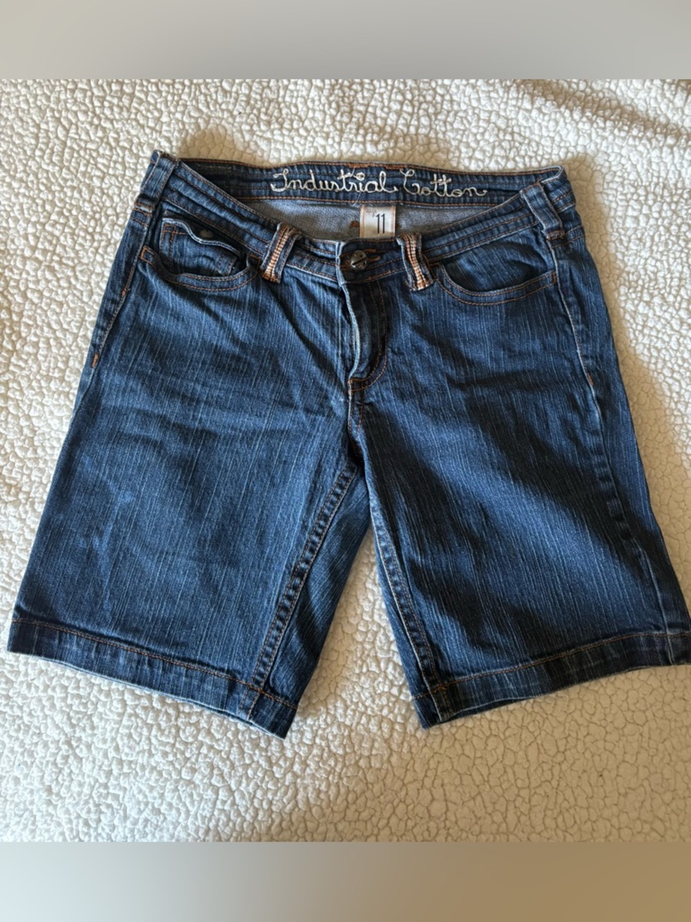 Vintage Industrial Cotton Dark Blue Denim Women's Shorts